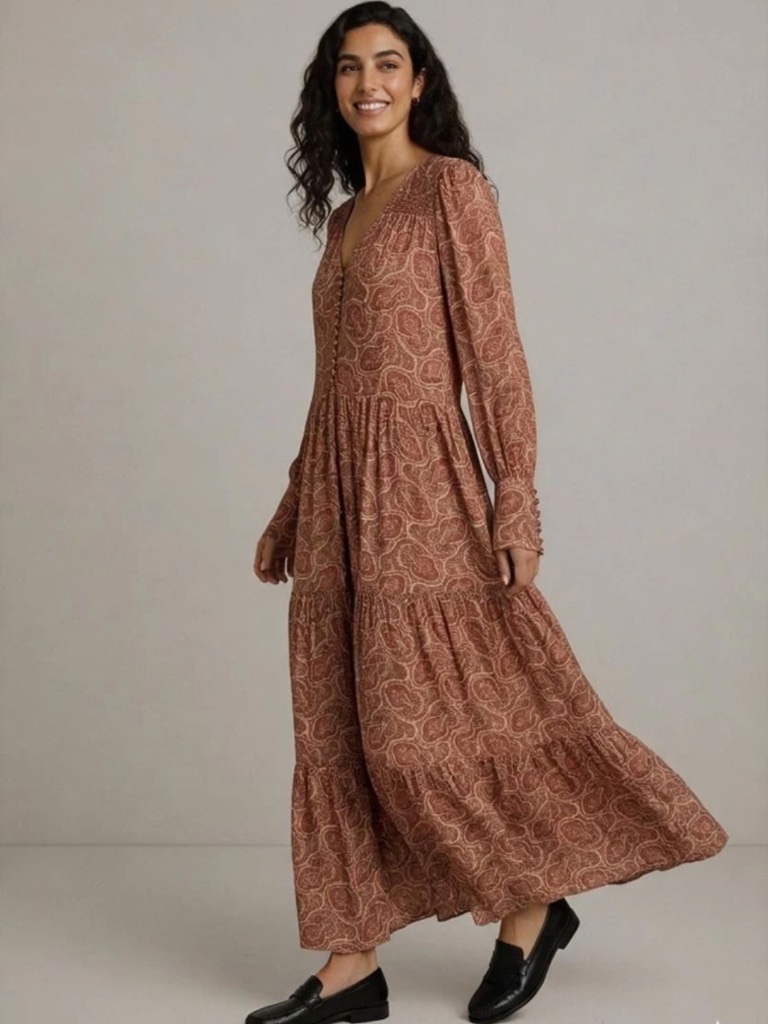 The Kooples Silk Blend Paisley Long Sleeve Dress